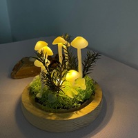 Lampu Meja LED Bentuk Jamur Bunga Matahari Abadi dengan Vas Kristal untuk Dekorasi Ruangan, Pesta Liburan, Hiasan Meja Dalam Ruangan