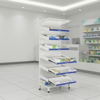 Apotheken-Edelstahlregal mit Einzelschienenführung, sechsstufig, für den Innenbereich von Krankenhäusern, medizinische Aufbewahrungseinheit für Einzelhandel und Krankenhäuser