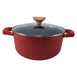 Pentola <span class=keywords><strong>per</strong></span> Zuppa in Alluminio Pressofuso Antiaderente con Coperchio in Vetro, Compatibile con Induzione, Casseruola Olandese OEM - Product Image 1