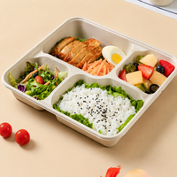Barquette alimentaire jetable compostable en pulpe moulée, sans PE, biodégradable, à 3/4 compartiments, pour restauration rapide JUNYI