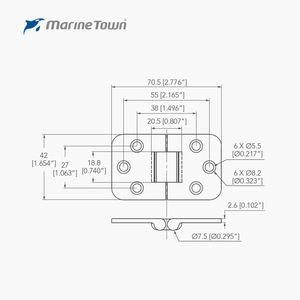 Nouvelle charnière à encastrer en acier inoxydable 316 poli miroir 42x70.5mm pour trappe de bateau - Product Image 2