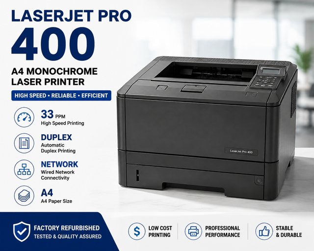 Refurbished LaserJet Pro 400 A4 Monochrome Laser Printer High Speed Duplex Network Office Printer
