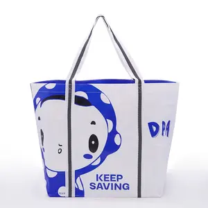 Tas Eco Logo kustom cetak laminasi PP tas anyaman daur ulang tas belanja belanja dapat dipakai ulang