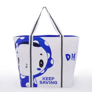 Eco Sacos Logotipo Personalizado Impresso Laminado PP Saco Tecido Reciclado Reutilizável Mercearia Tote Sacos De Compras