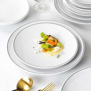 Hot Phong Cách Tùy Chỉnh Bền Vững New Melamine Đồ Ăn Đồng Bằng Màu Trắng Nhà Hàng Đồ sành sứ Bữa Ăn Tối Tấm Bộ Đồ Ăn Đặt - Product Image 2