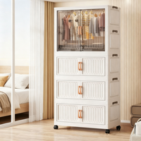 Armoire pliable en plastique pour enfants avec tiroirs et roulettes, organisateur de rangement pour vêtements d'enfants pour la chambre de bébé