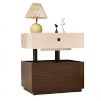 Table de chevet de luxe DLC-D010 avec coffre-fort, lumière, chargement USB sans fil et haut-parleur intégré