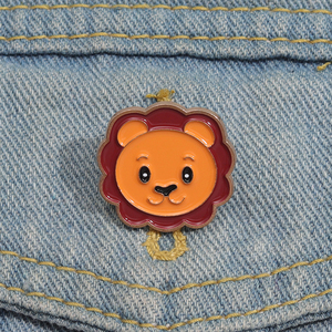 Sevimli hayvan aslan emaye Pin karikatür Metal broş yaka rozeti takı sırt çantası aksesuarları toptan - Product Image 1