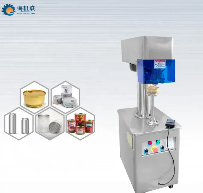 HaiJiLian semi auto electric can sealing machine Semi-auto Soda Beer Can Seamer for commercial