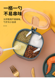 <span class=keywords><strong>Set</strong></span> di 4 Contenitori per Spezie in Plastica con Cucchiaio, Scatole per Condimenti da Cucina all'Ingrosso - Product Image 3