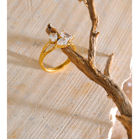 Bague JINYOU 8915 taille 678 moderne en acier inoxydable plaqué or PVD avec zircone cubique multi-geometrique pour femmes