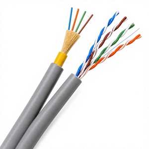 Câble hybride CAT6 UTP 4 cœurs monomode G657A1 LSZH, câble composite à <span class=keywords><strong>fibre</strong></span> <span class=keywords><strong>optique</strong></span> en forme de 8, intérieur, rouleau de 500 m - Product Image 1