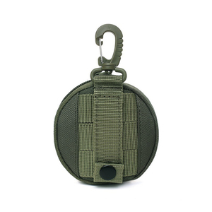 DF22 <b>Khaki</b> Round Storage Bag With Carabiner Hook Portable Oxford Cloth Pouch For Outdoor Use - Product Image 6