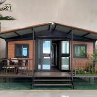 Conteneur préfabriqué avec cuisine, unité d'habitation préfabriquée, chalet de montagne portable avec terrasse extensible