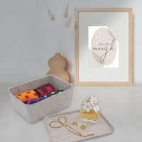 Organiseur de tiroir de bureau au design minimaliste et écologique, boîtes de rangement en feutre couleur avoine, décoration intérieure