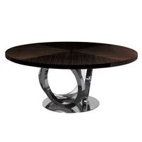 Table à manger ronde en bois noir moderne et luxueuse avec 6 chaises et base en acier inoxydable, meubles de salle à manger