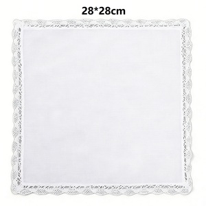 Mouchoirs en dentelle de haute qualité 28*28cm, en coton doux, brodés, style vintage, avec bordure crochetée, serviettes en tissu blanches, cadeau - Product Image 2