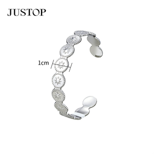 JUSTOP Stainless Steel Textured Design Women's Fashion <b>Bangle</b> 0.9cm Width Trendy Style - Product Image 4