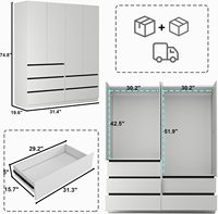 Armoire moderne à 4 portes et 5 tiroirs avec 45 °   Poignée