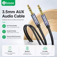 Câble audio stéréo AUX Biaze 3,5 mm mâle-mâle en cuivre plaqué or pour haut-parleur de voiture, casque, microphone, lecteur DVD