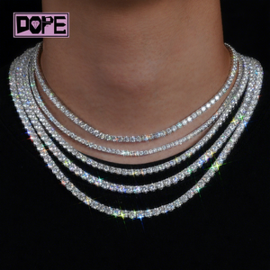 Chaîne <span class=keywords><strong>Tennis</strong></span> en Argent 925 avec Diamants Moissanite VVS, Style Hip Hop, Effet Glacé, 3mm 4mm 5mm 6mm – Meilleure Vente - Product Image 1