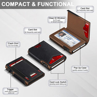 Dompet RFID Slim Pria Minimalis, Tempat Kartu Pop 9-13 Slot, Tempat Kartu Kredit Lipat Dua, Penjepit Uang, Kantong Depan, Dapat Diperpanjang