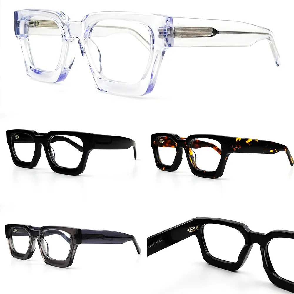 Acetate Optical Square Thick Frames for Men and Women Brand Designer transparent Eyeglasses Frame Retro Reading optical frame