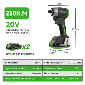 Fumetax 1/4 inci Set Perkakas Bor Palu Mini Tanpa Kabel Brushless Tiga Kecepatan yang Dapat Disesuaikan, Set Perkakas Listrik Berkapasitas Tinggi - Product Image 2