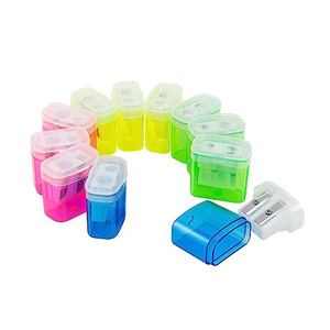 Taille-crayon manuel double trou Bonvada rose, jaune, vert, bleu, personnalisé, en plastique et métal, pour écoliers - Product Image 3