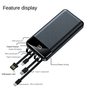 2024 30000mah <strong>5</strong> <strong>Volt</strong> Big Capacity Rechargeable Lithium External Battery Pack with <strong>4</strong> Cables
