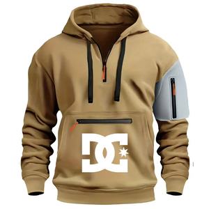 سترة رياضية شتوية كاجوال للرجال بغطاء للرأس وسحاب، متعددة الجيوب، بنمط صلب أو مطبوع، مع إمكانية وضع شعار مخصص، تصميم فضفاض، محبوكة بشكل ثقيل - Product Image 6