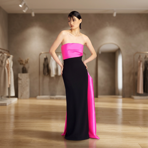 Elegante Vestido de Noche/Fiesta de Gala de Organza con Corte en A, Sin Mangas, Detalles Recortados, Largo hasta el Suelo, Tallas Grandes, Cintura Natural - Product Image 4