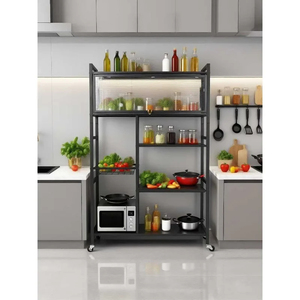 Étagère <span class=keywords><strong>de</strong></span> <span class=keywords><strong>rangement</strong></span> multi-niveaux pour fruits et légumes, du sol au plafond, avec roulettes, anti-poussière et anti-rouille, armoire utilitaire - Product Image 4