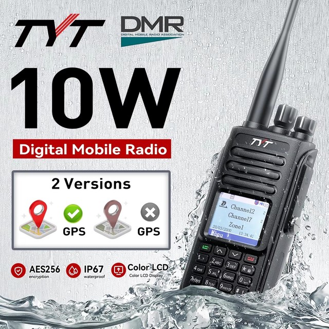 TYT MD-UV390 AES256 Transceiver IP67 Waterproof Ham Two Way Radio Dual Band DMR Transceiver Walkie Talkie Amateur Radio