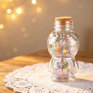 Vente en gros de jolis pots à bonbons en verre transparent de 160 ml en forme de Doraemon, pot à vœux porte-bonheur avec bouchon en bois - Product Image 5