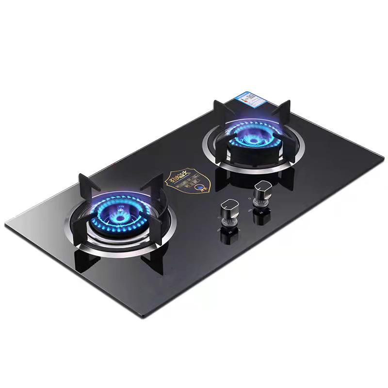 2022 Trending Top 2 Burner Cooker Gas Stove LPG NG Built in Tempered Glass Black Gas Range Cooktops