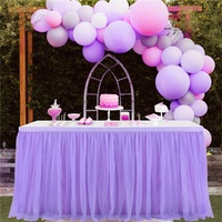 Jupe de table en tulle Luminaire pour célébrations, décoration de gâteau de mariage, fournitures de fête d'anniversaire, effet lumineux, couleur unie, modèle HTS04