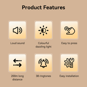 Daytech Flash Chuông cửa không dây tự tạo ra điện không thấm nước nút bấm dễ dàng để cài đặt cắm trong thiết kế - Product Image 3