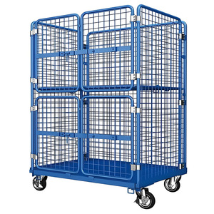 Hot bán nhiệm vụ nặng nề di động nestable CuộN <span class=keywords><strong>Container</strong></span> 3 mặt ráp dây lưới giỏ hàng cho siêu thị hậu cần OEM ODM - Product Image 3
