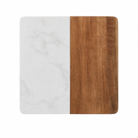 Lot de 100 sets de sous-verres carrés personnalisés en bois et marbre, vierges pour gravure laser, pour les organisateurs de mariages et les grossistes en décoration intérieure
