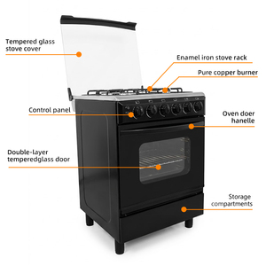Estufa de <span class=keywords><strong>Gas</strong></span> Profesional Independiente con Horno, 4 Quemadores, Hierro, 23 Pulgadas, 10.88KW, Color Negro, Buen <span class=keywords><strong>Precio</strong></span> - Product Image 5