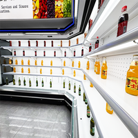 Vitrine Réfrigérée Commerciale Verticale à Front Ouvert, Multi-Niveaux, à Rideau d'Air, pour Boissons, Fruits et Produits Laitiers