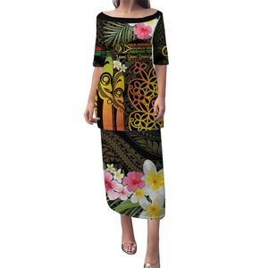 Bandiera nazionale stile Vintage personalizzato Vanuatu Puletasi felice 45 ° Heritage culturale Puletasi abito tradizionale in due pezzi - Product Image 4