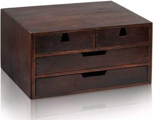 Boîte de <span class=keywords><strong>rangement</strong></span> de bureau en bois, boîte à maquillage de style tiroir pour bureau, armoire de <span class=keywords><strong>rangement</strong></span> de bureau marron foncé avec 4 tiroirs - Product Image 3