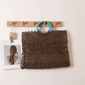 Luxury Women's Straw Bag for Seaside Holidays Handmade <b>Square</b> Summer Hollow Geometric Pattern Beach Bag - Product Image 2