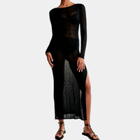 Robe de plage de bikini en maille à manches longues sexy de luxe bling métallisé personnalisé
