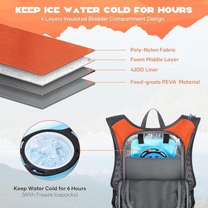 Sac à dos de randonnée isotherme avec compartiment réfrigérant, dos en mousse 3D, poche pour casque et lunettes, sangles élastiques pour sports de plein air - Product Image 3