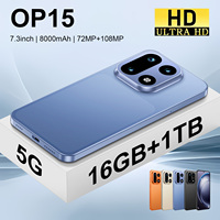 Téléphone mobile 5G OP15 grand écran 7,3 pouces AMOLED 120Hz Deca Core 16 Go 1 To Batterie longue durée supérieure à 8000 mAh Téléphone de jeu Commande en gros B2B