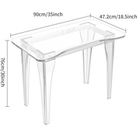 Escritorio de acrílico, mesa ergonómica para computadora, material engrosado de 15 mm/0,63 pulgadas, fácil montaje para oficina, sala de estar, dormitorio