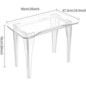 Bureau en acrylique, <span class=keywords><strong>table</strong></span> d'ordinateur ergonomique, matériau épaissi de 15 mm/0,63 pouce, montage facile pour bureau, salon, chambre à coucher - Product Image 6